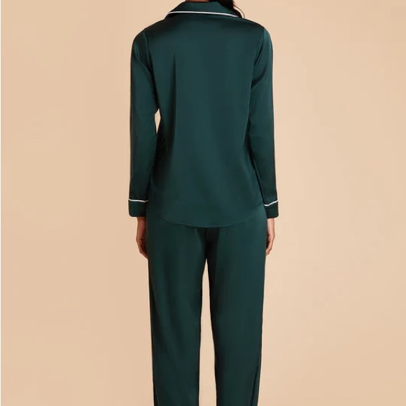Birdy Grey Jonny Long Sleeves And Pants Satin PJ Set Emerald Green Medium - Picture 10 of 10